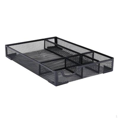 Mesh Tray with Compartments LowProfile Desktop Divided LetterSized Paper Organizer for