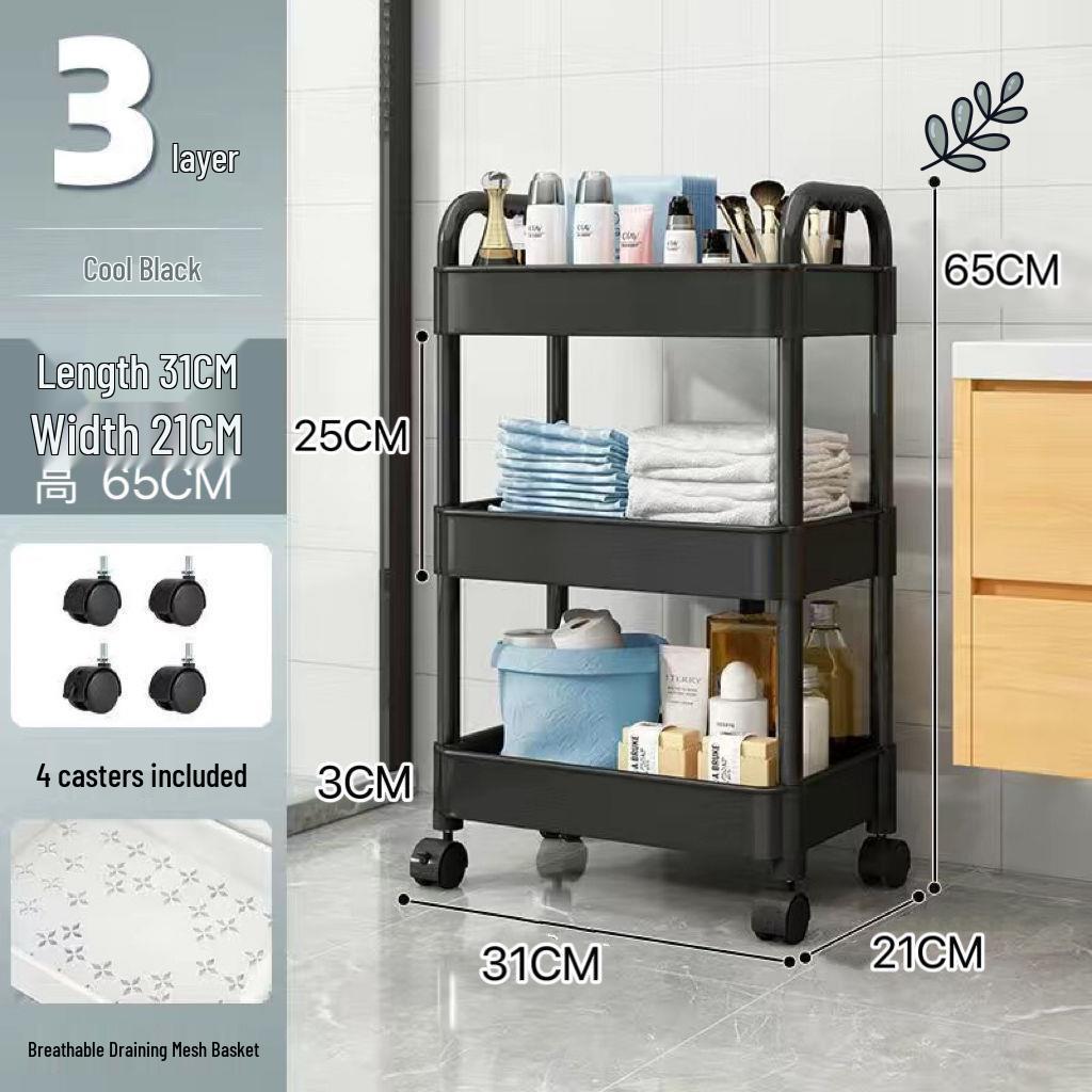 Compact Multi-layer Trolley Storage Rack for Kitchen, Bedroom, and Bathroom