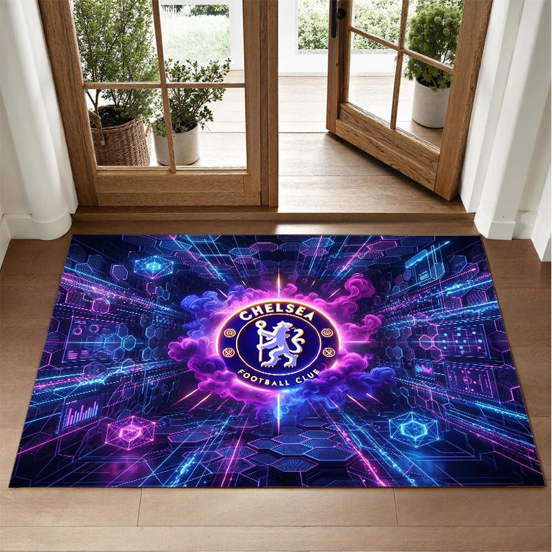 Chelsea FC Design Crystal Velvet Rug Soft Decorative Mat for Bedroom Entrance