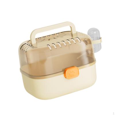 Hamster Cage Carry Case Transparent Cover Habitat with Water Bottle for Gerbils Mice Bunny