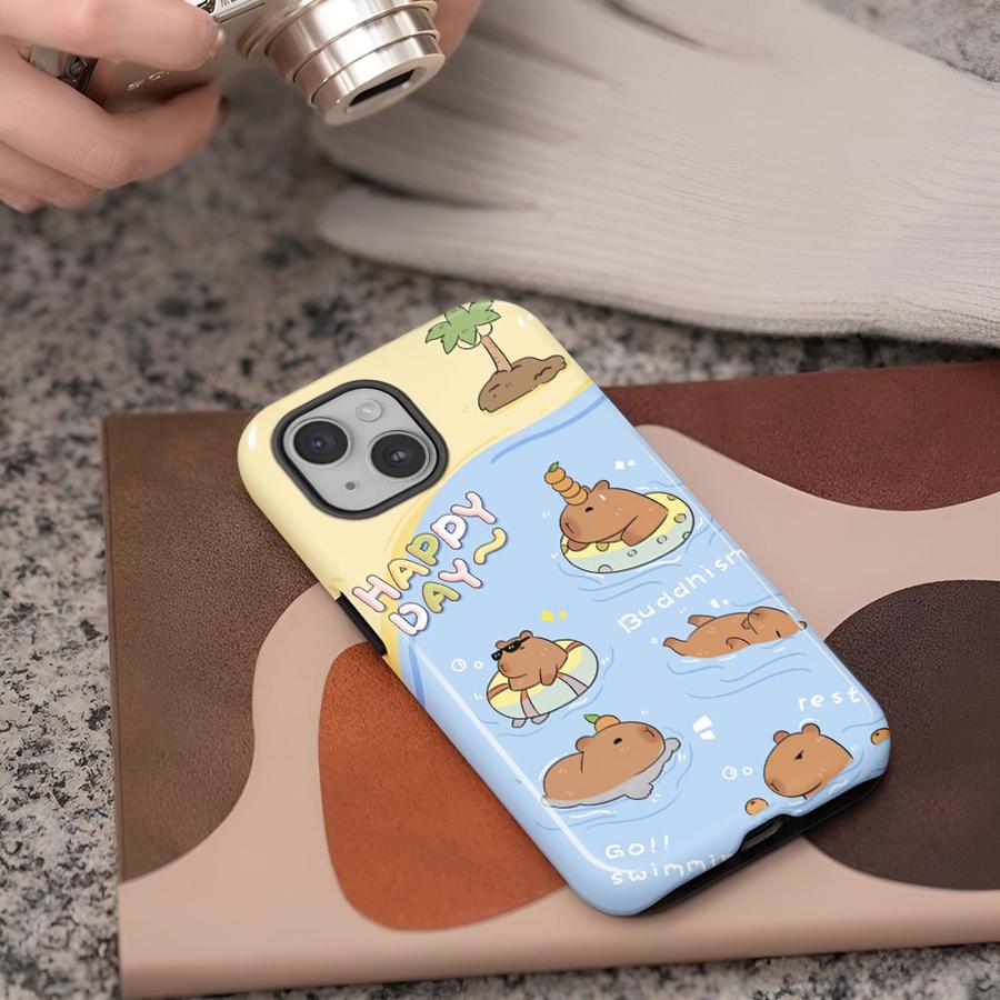 

Phone Case for Apple iPhone 17 14 15 16e 12 16 Pro Max Plus XS XR 13 Air 11 Soft Cover Capa Take A Bath Capybara iPhone 16
