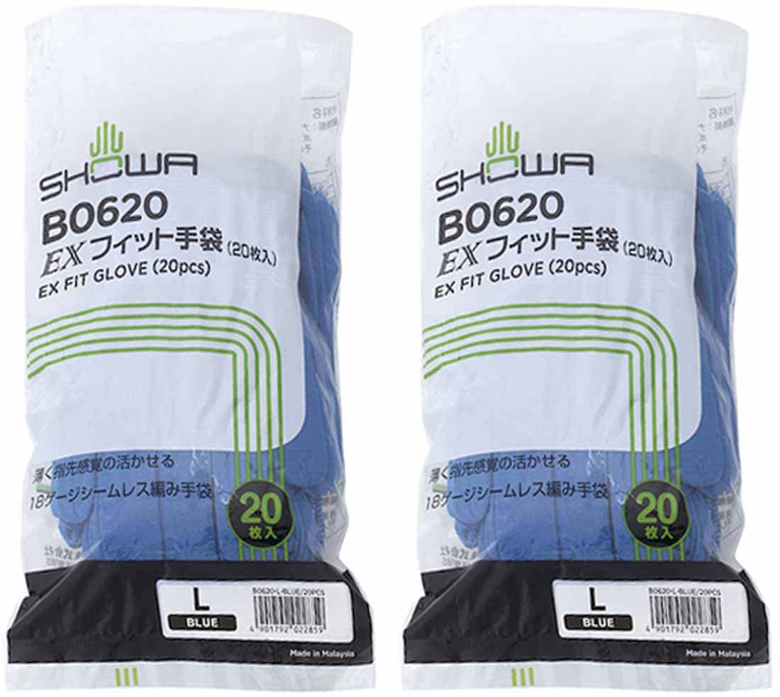 Showaglove Внутренние перчатки Размер L Синий Упаковка 20 штук × 2 упаковки EX Fit B0620