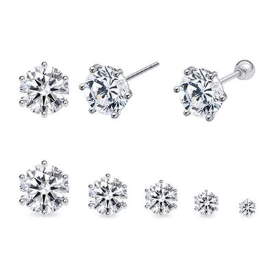 [Goldpang] Silber Brillant Moissanit Diamant Piercing 2 Stück 4mm