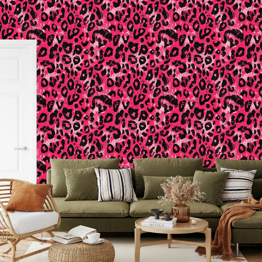 Pink Glitter Leather Wallpaper in Pink, Burgundy and Black 50x1000
