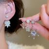 Rhinestone Snowflakes Earrings Pearl Zircon Dangle Earrings Crystal Snowflakes Earrings New Year