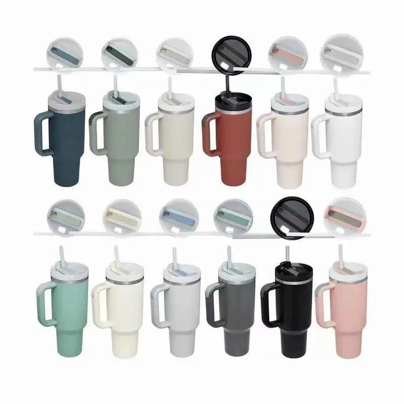 Steel Vacuum Insulated Tumbler Double Wall Vacuum Travel Water Bottle 40oz Insulated Tumbler with Straw Lid and Handle