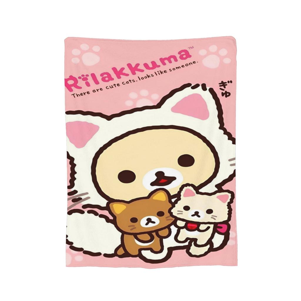 Rosa Süßer Bär Rilakkuma Decke Flauschige Tolle Atmungsaktive Überwurfdecken für Bett Sofa Winter,
