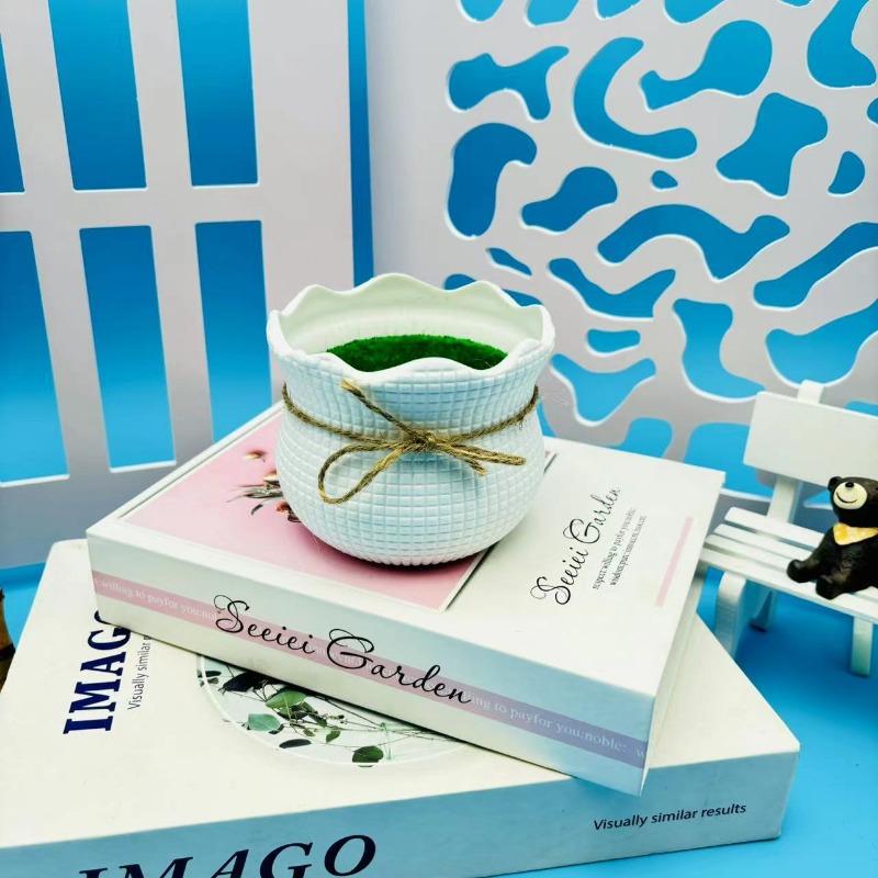 

Квадратный слиток Флокированный цветочный горшок Вязаный пластиковый цветочный горшок Плетеный маленький белый горшок Пояс белый