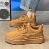 Men's Casual Work Shoes Spring Autumn Thick Bottom Anti-Slip Leisure Sports Shoes Breathable Fashionable Youth PU Material