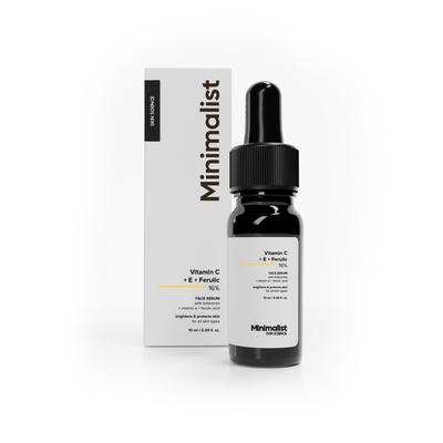 Minimalist 16% Vitamin C Face Serum - Brightening & Glow-Boosting Formula with Vitamin E, Ferulic Acid & Fullerenes, Antioxidant Boost for Radiant