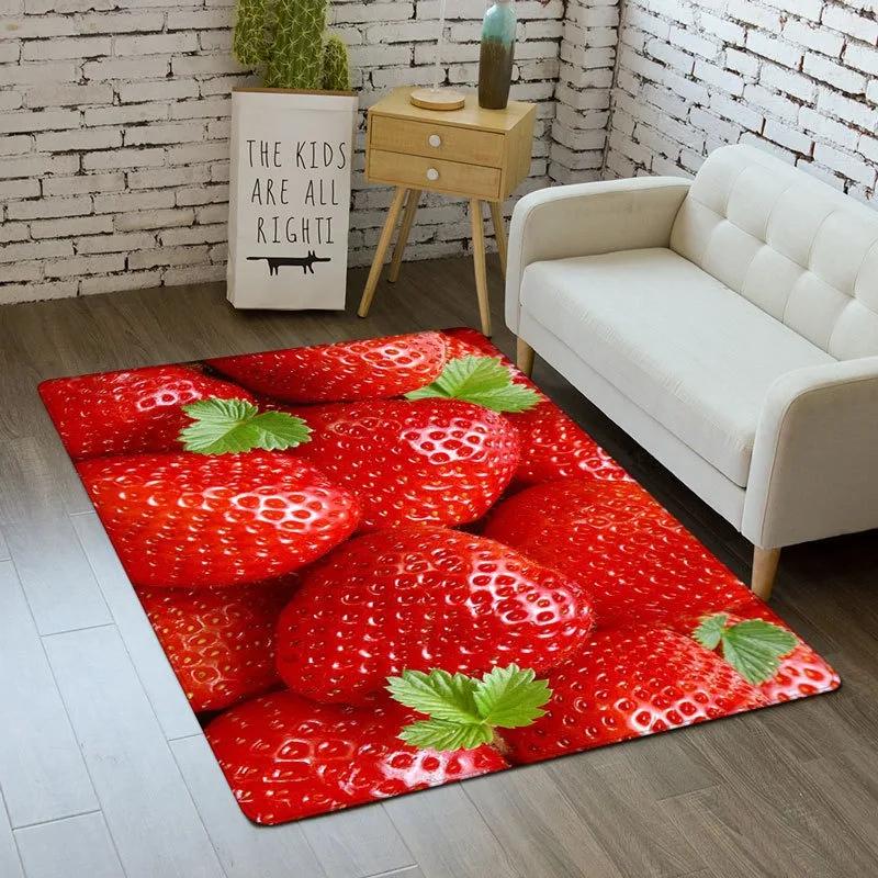 Strawberry Series Carpet for Living Room Decoration Home Sofa Coffee Table Area Rugs Non Slip Bedroom Hallway Floor Mat Washable