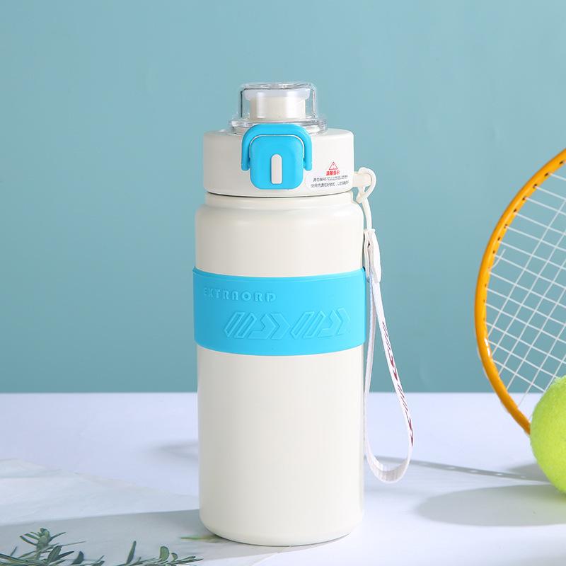 

New Stainless Double Drink Thermos Cup Big Cap Cold Outdoor Push Cup Students Portable Sports Kettle Durable Durable 600ml