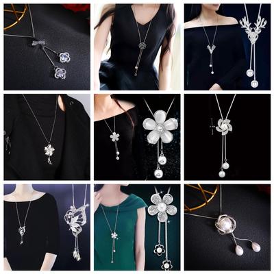 Elegant Long Chain Sweater Necklace: Autumn/Winter Chic Pendant for Women