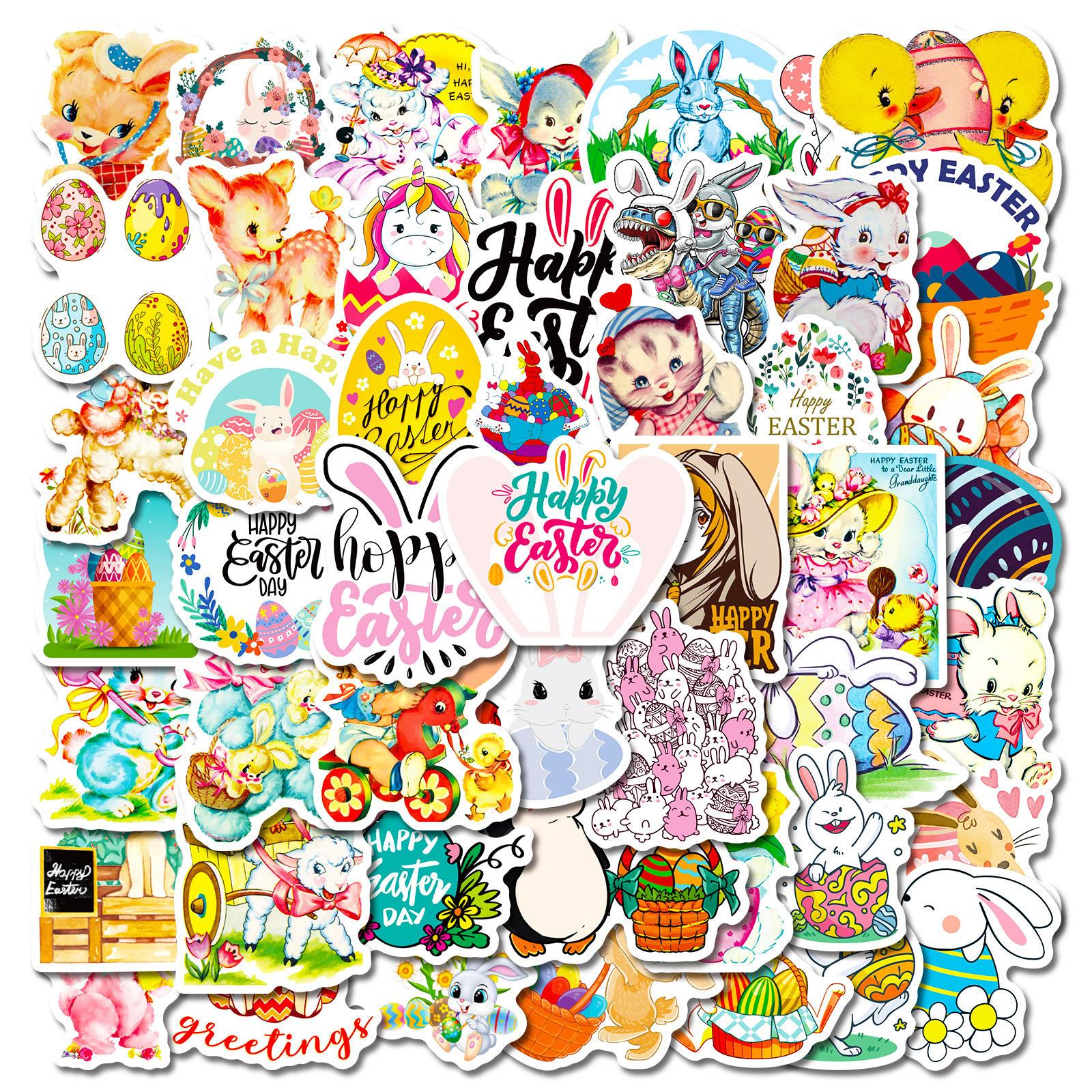 

50-450 Easter Stickers Egg Stickers Rabbit Children Cartoon Party Stickers