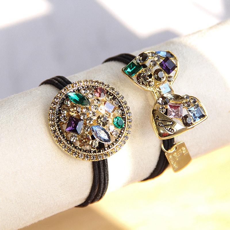 Modne elastyczne gumki do włosów z cyrkoniami dla dziewczynek, do wiązania włosów, pierścień do włosów, sznurek, scrunchie, akcesoria, ozdoba do kucyka, ozdoba na głowę, akcesoria