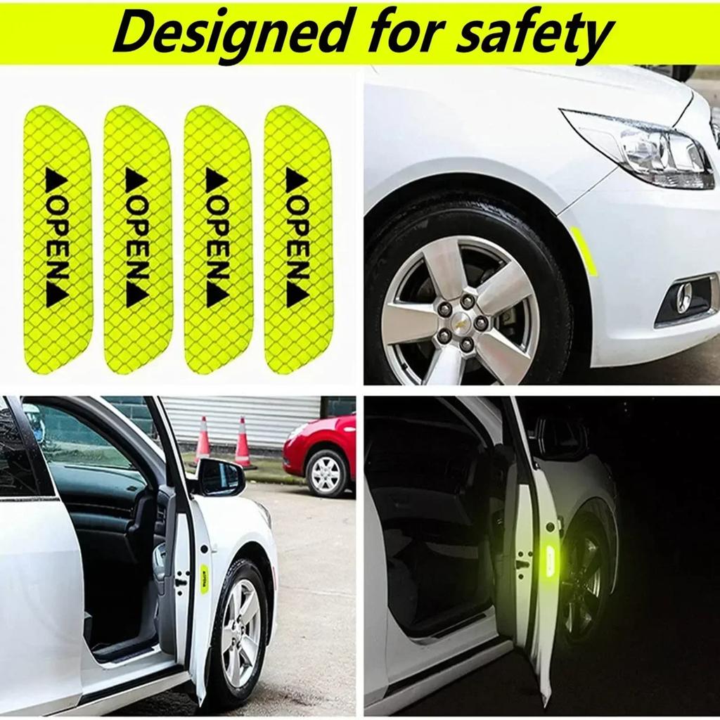 4KS Reflexní Samolepka na Dveře Auta Bezpečnostní Upozornění na Otevírání Reflexní Páska Nálepka Auto Příslušenství Exteriér Interiér Reflexní Samolepka