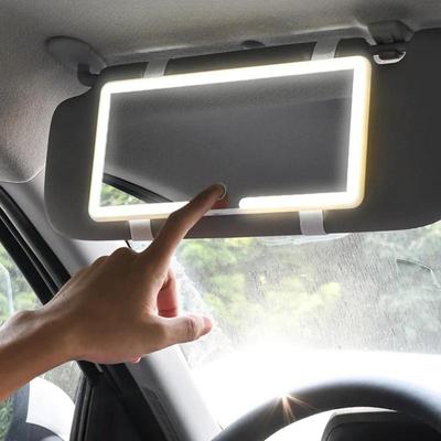 Auto-Sonnenblenden-Schminkspiegel, wiederaufladbarer Auto-Kosmetikspiegel, LED-Kosmetikspiegel mit dimmbarem Touchscreen