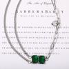 Green Cubic Zirconia Double Layer Titanium Steel Cuban Necklace - Minimalist Streetwear