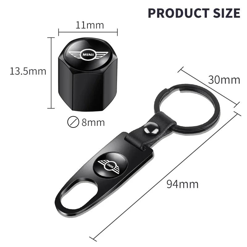 Car Wheel Tire Valve Stems Cap With Keychain Keyring Badge For MINI One Cooper JCW Countryman Clubman Cabrio Paceman Coupe njbwy33