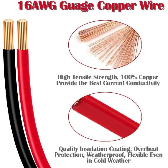3.3FT/1M SAE to SAE Extension Cable with Switch SAE Extension Cord 2Pin Quick Connect 16AWG Heavy Duty Wire Harness