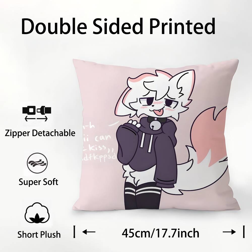 Cartoon B-Boykisser Silly Cat Pillow Case Square Double‑Sided Print Cushion Case For Sofa Home Bedchamber Decor Gift