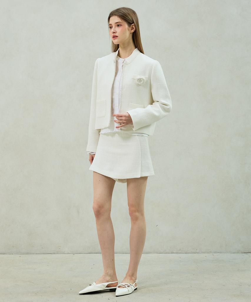 Alikim Aglow Tweed Skirt Pants / White