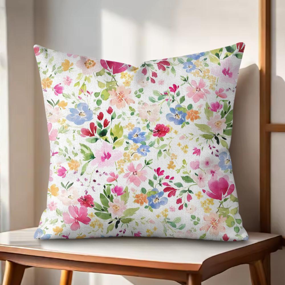 

Fresh floral print Cushion Cover Natural Linen Organic Fabric DoubleSided Printing Couch Pillow Covers Home Decor 30x30cm