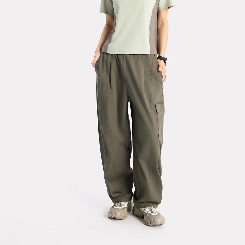 Li Ning CF Outdoor Multi-Pocket Straight Leg Casual Pants Women Bottoms Tea-Green AKXV074-2