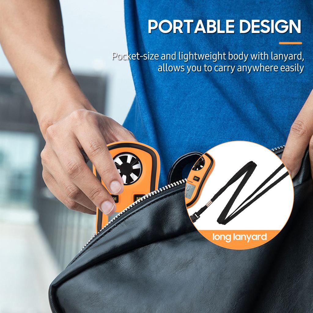 GM8908 Digital Anemometer Handheld Wind Speed Meter Gauge Air Velocity Temperature Tester with LCD Backlit Wind Chill