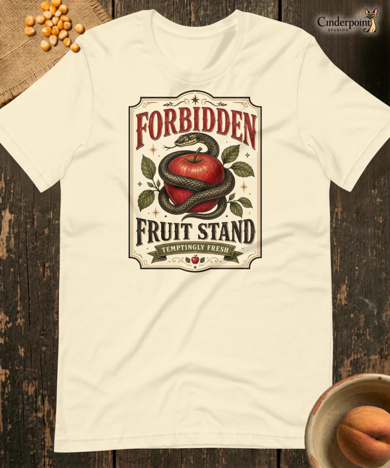 Forbidden Fruit Stand Retro Apple & Snake Farmers Market Cottagecore Tee XS-4XL XXXXL