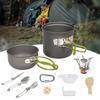 Aluminum Camping Cookware Utensils Set Outdoor Hiking Picnics Cooking Tableware With Folding Cutlery & Stove Easy to Use