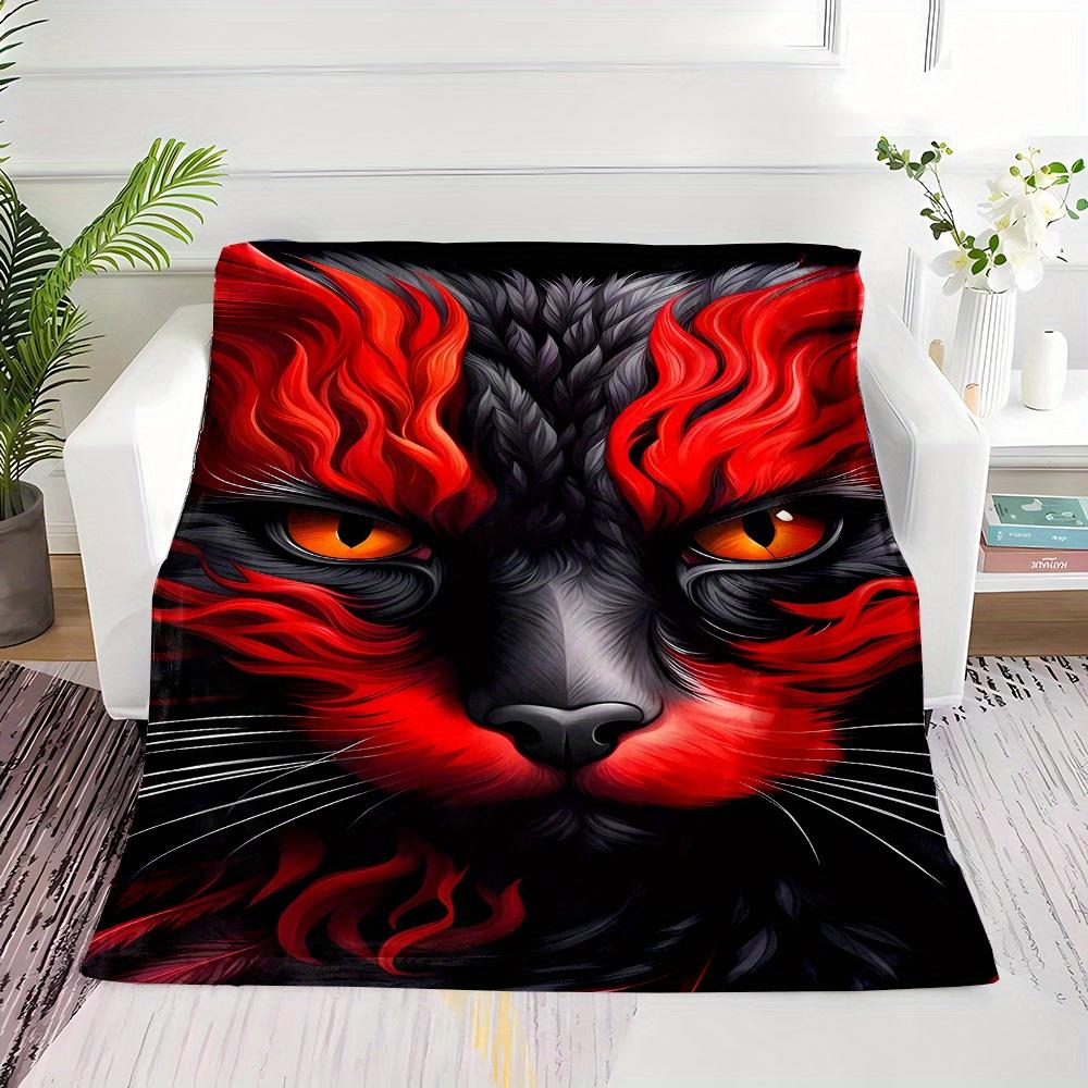 Festival Fluffy Cat Pattern Flannel Printed Blanket Suitable for All Seasons Suitable for Living Room Office Sofa and Travel