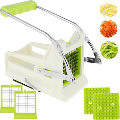 French Fry Cutter Potato Chipper Cutter Machine Rapid Slicer with Replaceable Blades Vegetable Chip for Potato Carrot Cucumbers