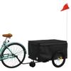 VidaXL Bicycle Trailer, Transport Cart with Hitch Bar, Bicycle Trailer with Flag for Luggage, Black 94101