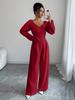 Sophisticated Women's Solid Color V-neck Jumpsuit - Spring/Autumn 2025 Collection