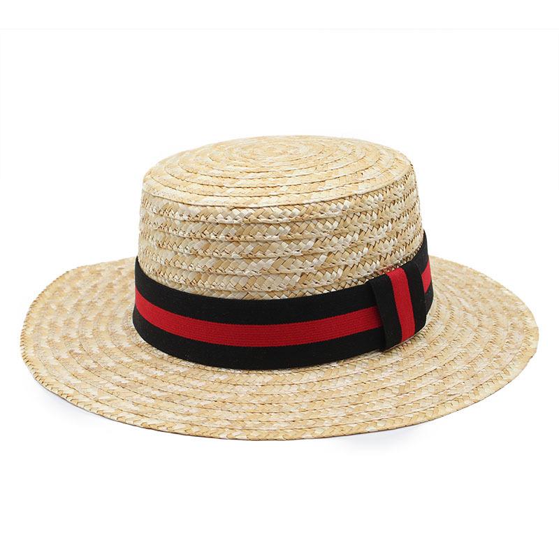 Spring And Summer Big Eaves Wheat Pole Braid Flat Top Flat Edge Straw Hat Women'S Sunshade Shape Natural Ethnic Style Straw Hat Tide