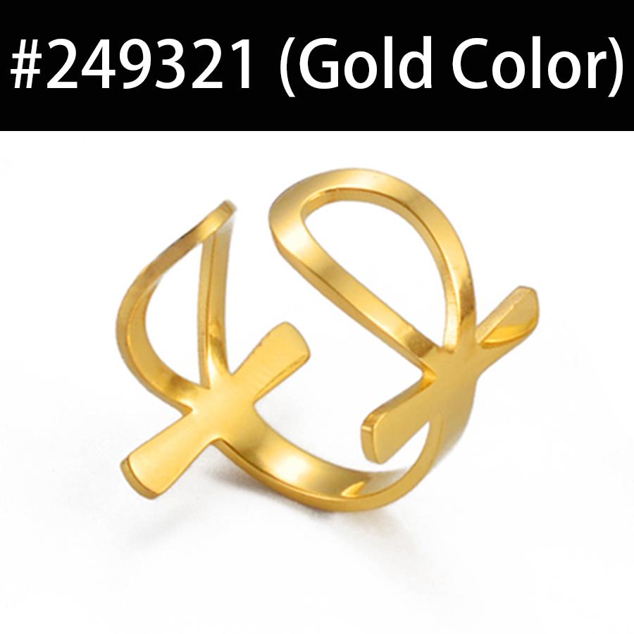 Anniyo Ankh Ring Women Girls African Egyptian Cross Charm Finger Ring Jewelry Stainless Steel Egypt Hieroglyphs Nile Key #249321