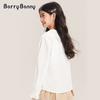 Girls' Shirt 2025 Spring New Style Doll Neck White Top Children's Thin Shirt