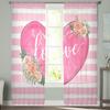 Valentinstag Aquarell Blumenstreifen Moderne Tüllvorhänge für Wohnzimmer Schlafzimmer Zuhause Küche Fenster Gardinen