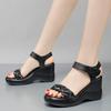 9cm Small Size 33-43 All Match Rhinestone Soft Leather Sandals Platform Shoes 2025 Summer High Heels Wedges Sandals Office Mom