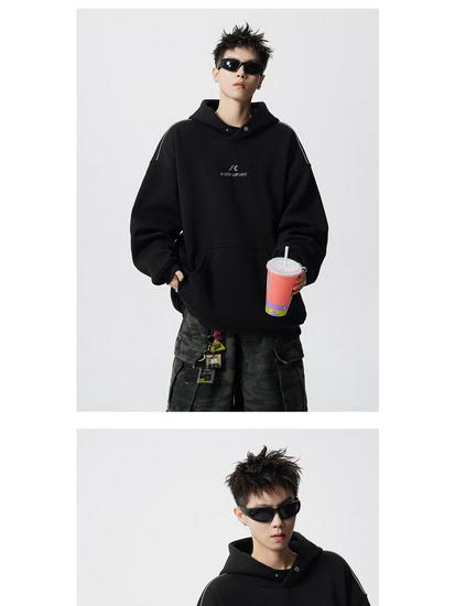Unisex Trendy Button Design Hooded Sweatshirt - Versatile Loose Fit