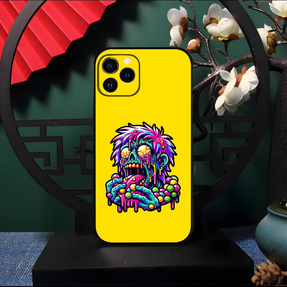 Neon Eyed Brain Alien Monster Phone Case For IPhone 17 Pro Max 16 15 14 Pro Max 13 11 Air Plus Silicone Cover