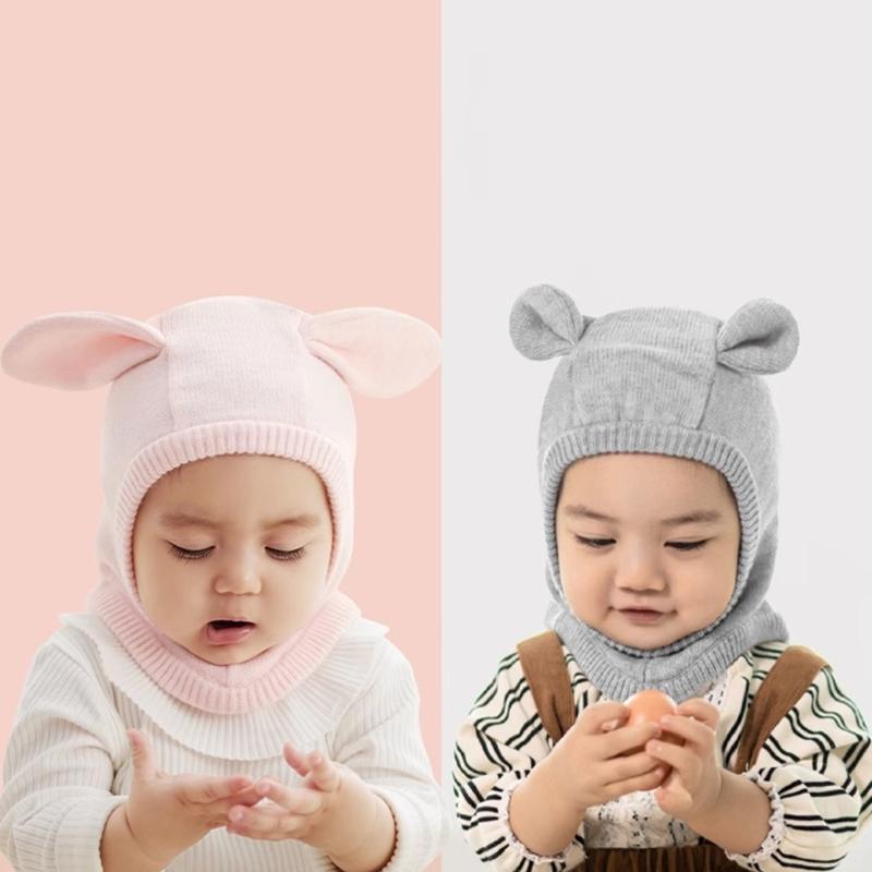 Baby Strickmütze, Herbst Winter Baby Mädchen Jungen Kopfschutz Mützen Kappe Integrierter Ohrenschutz Mütze Warme Mütze Kappe