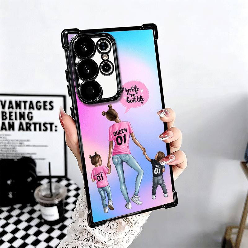 Girl Mom Baby Color Design Plating Phone Case For Samsung Galaxy S24 S25 FE S26 Edge S23 Ultra S22 S21 Plus S20 Anti-Fall Airaba
