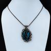 Blauer Labradorit-Edelstein, Kupferdraht, handgefertigt, Designer-Anhänger, Schmuck, Geschenk