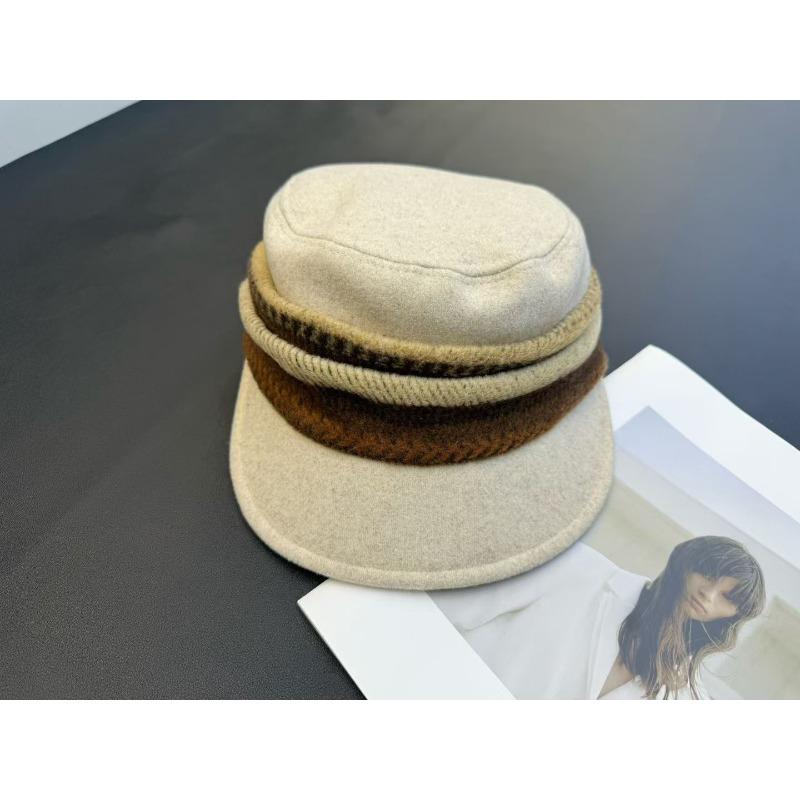 

Retro Maillard Mixed Color Flat Top Basin Hat for Women In Autumn and Winter Travel Ethnic Style Warm and Versatile Fisherman Hat M（56-58cm）