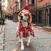 Thick Plush Pet Hooded Cape Vest Fuzzy Fleece Christmas Pet Cape Retro Pet Christmas Cloak  Winter
