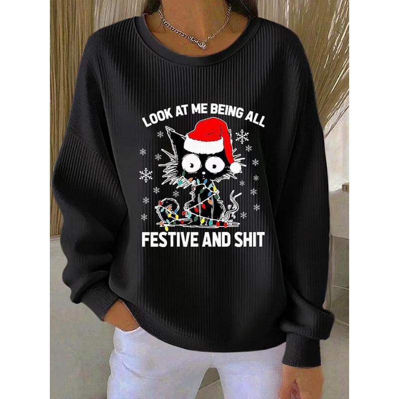 Christmas 3D Print Pullover Hoodie Womens Streetwear Loose Fit