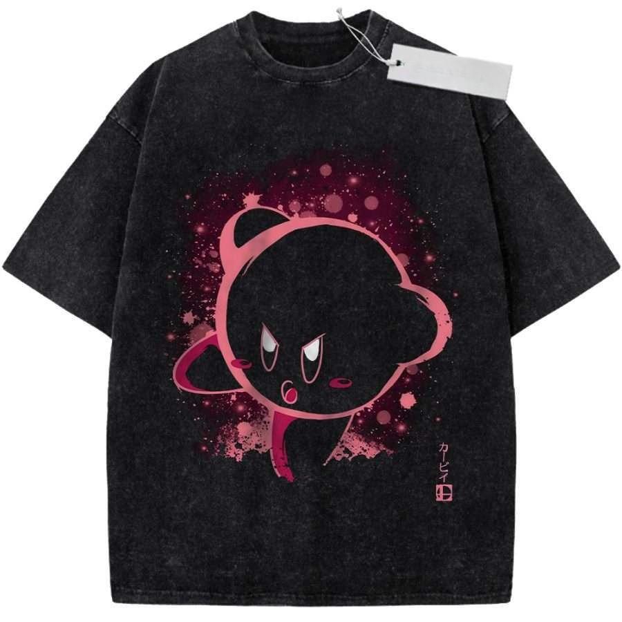T Shirt Sports T Shirt Short Sleeve T Shirt Black Unisex Pure Cotton Washed Vintage Pokemon Blastoise Blue Water Effects Print