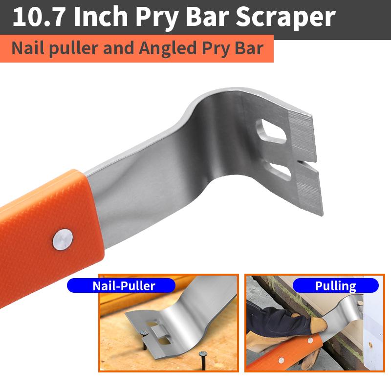 Pry Bar Stainless Steel Nut Crowbar with M4-M6 Hexagon Socket and Wrench Angle Head Nail Puller for Prying Lifting Pulling